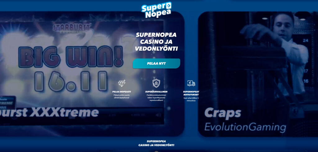 Etsitkö super nopeaa pikakasinoa – livekasino + vedonlyönti + kolikkopelit samasta paikasta SuperNopea kasinolta